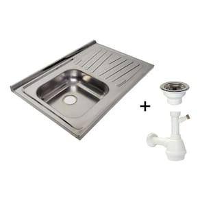 Kit pia de cozinha Fabrinox modelo PSD1000E 1,00 x 0,52 mt com cuba deslocada à esquerda