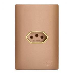 Cj Tomada 10A Horizontal Com Suporte 4X2 - Dicompel Novara Ouro Rose Gold - Dnv1500/29Orgd