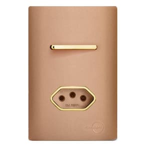 Cj Interruptor Paralelo + Tomada 10A Com Suporte 4X2 - Dicompel Novara Ouro Rose Gold - Dnv1500/20Orgd