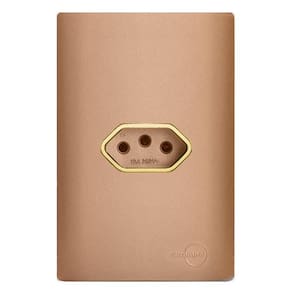 Cj Tomada 20A Horizontal Com Suporte 4X2 - Dicompel Novara Ouro Rose Gold - Dnv1500/30Orgd