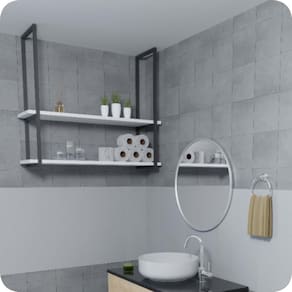 Nicho Preto Prateleira Suspensa Teto Banheiro Branca 80cm