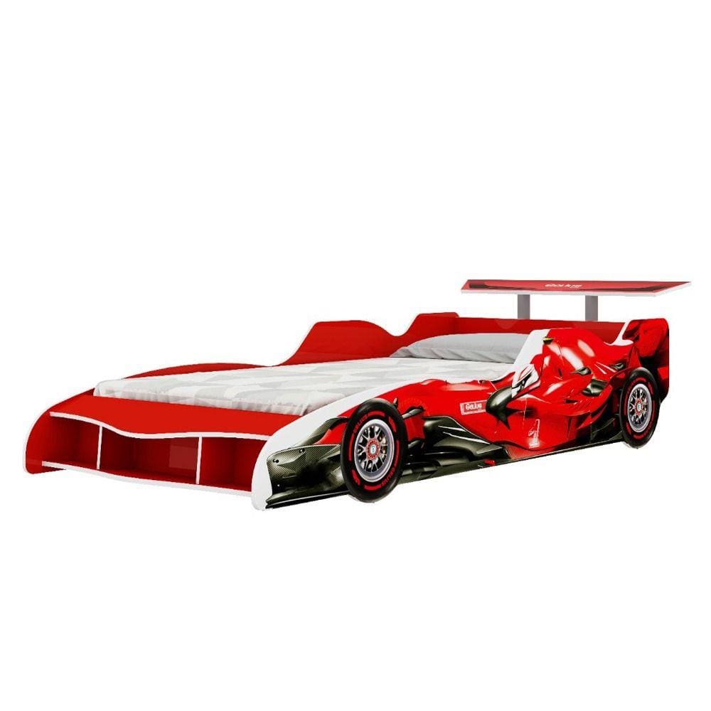 Cama Infantil Carro F1 0,90 Vermelho - Gelius