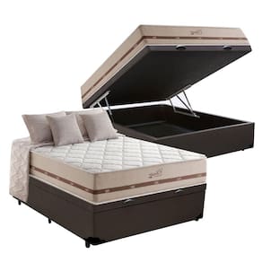 Colchão Casal De Molas Ensacadas - Anjos - Classic 138cm + Cama Box Com Baú Marrom