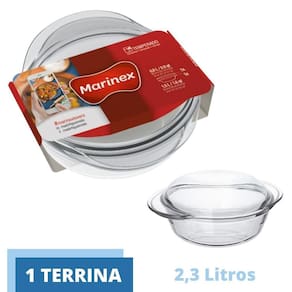 Assadeira De Vidro Terrina 2,3L Base 1,5L Tampa 0,8L Nadir