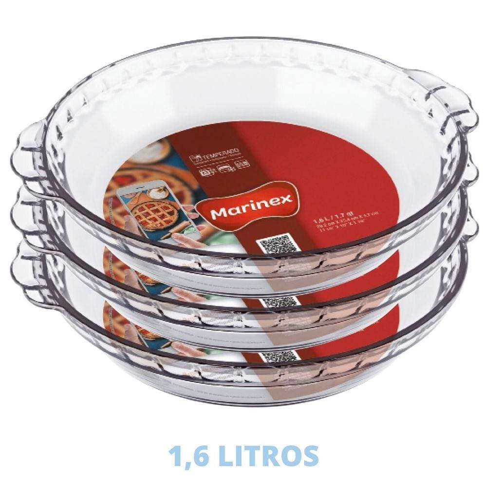 Forma Filetada 1,6L Travessa Vidro Temperado Marinex - 3 Un
