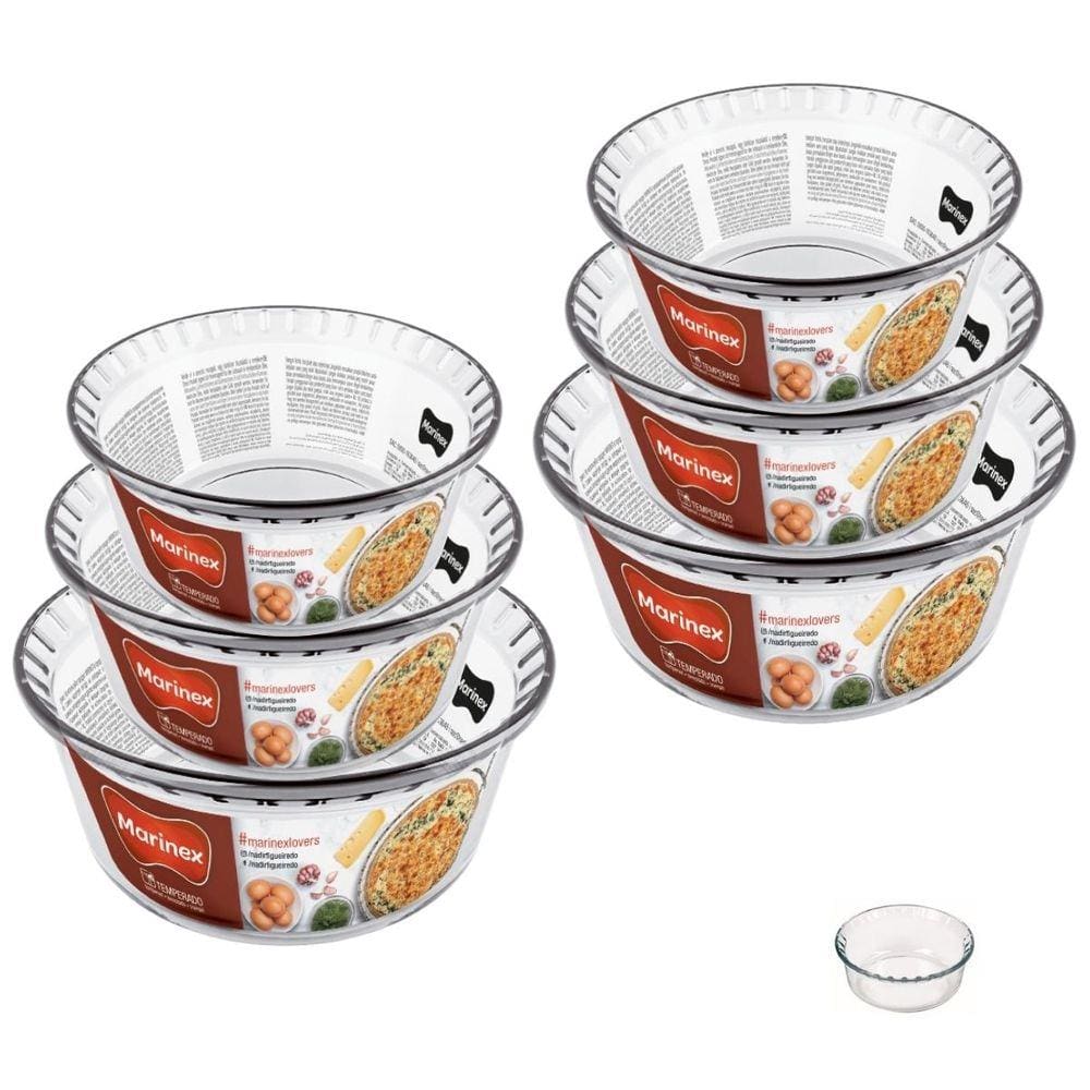 Kit 6 Formas Vidro Travessa Suflê 2 de Cada Tamanho Marinex