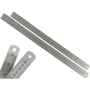 Kit Com 2 Régua Metal Inoxidável Marcação De Baixo Relevo Uso Escolar Escritório Engenheiro Profissional 40 cm