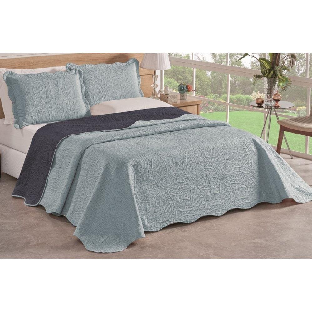 Cobre Leito Bouti Casal Queen 3 peças Dupla Face - Azul