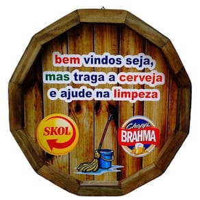 Quadro Tampa Barril Madeira Bem Vindos Cerveja E Limpeza