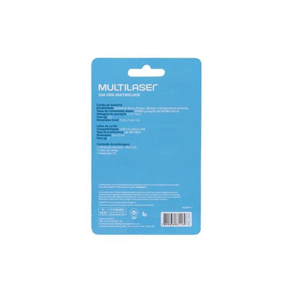 Adaptador Dual para Celular e USB com SD 16gb Classe 10