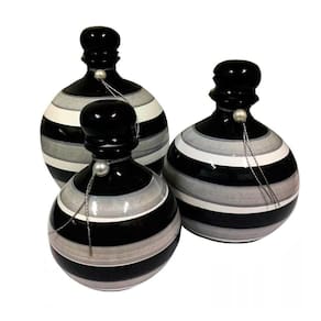 Trio Vasos Shalom em Cerâmica de Sala Decorativos Black Gray