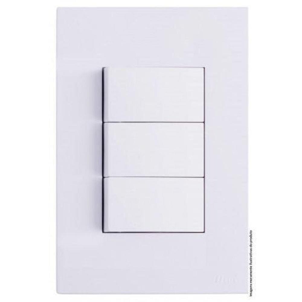 Conjunto Interruptor Triplo Simples 4X2 Branco Brg11036-1Br