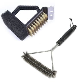 Kit 2 Escovas Limpa Grelha Churrasqueira Com Cerdas De Aço