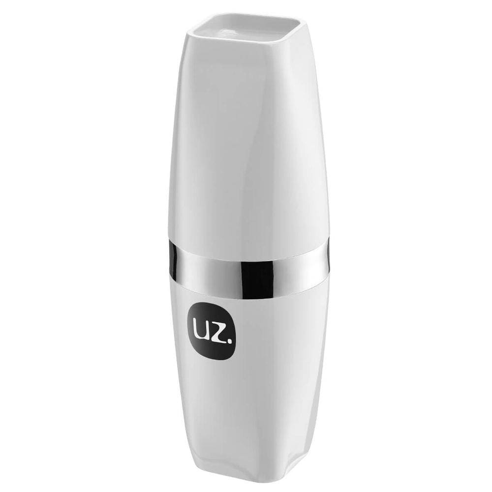 Porta Escova De Dente Com Tampa Suporte Pasta Banheiro Uz Branco Metalizado