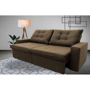 Sofá Retrátil Reclinável Malta 2,00m Suede Velut Bege c/ Molas no Assento - King House