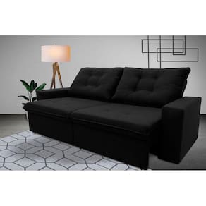 Sofá Retrátil Reclinável Malta 2,00m Suede Velut Preto c/ Molas no Assento - King House