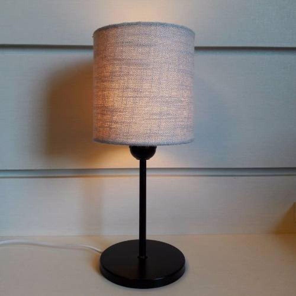 Abajur Cabeceira para Quarto Cilíndrico Bivolt Preto Cinza