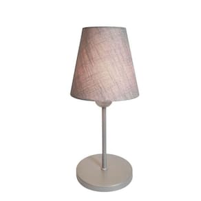 Abajur de Mesa Aluminio Cinza Tecido Cone Cinza Bivolt