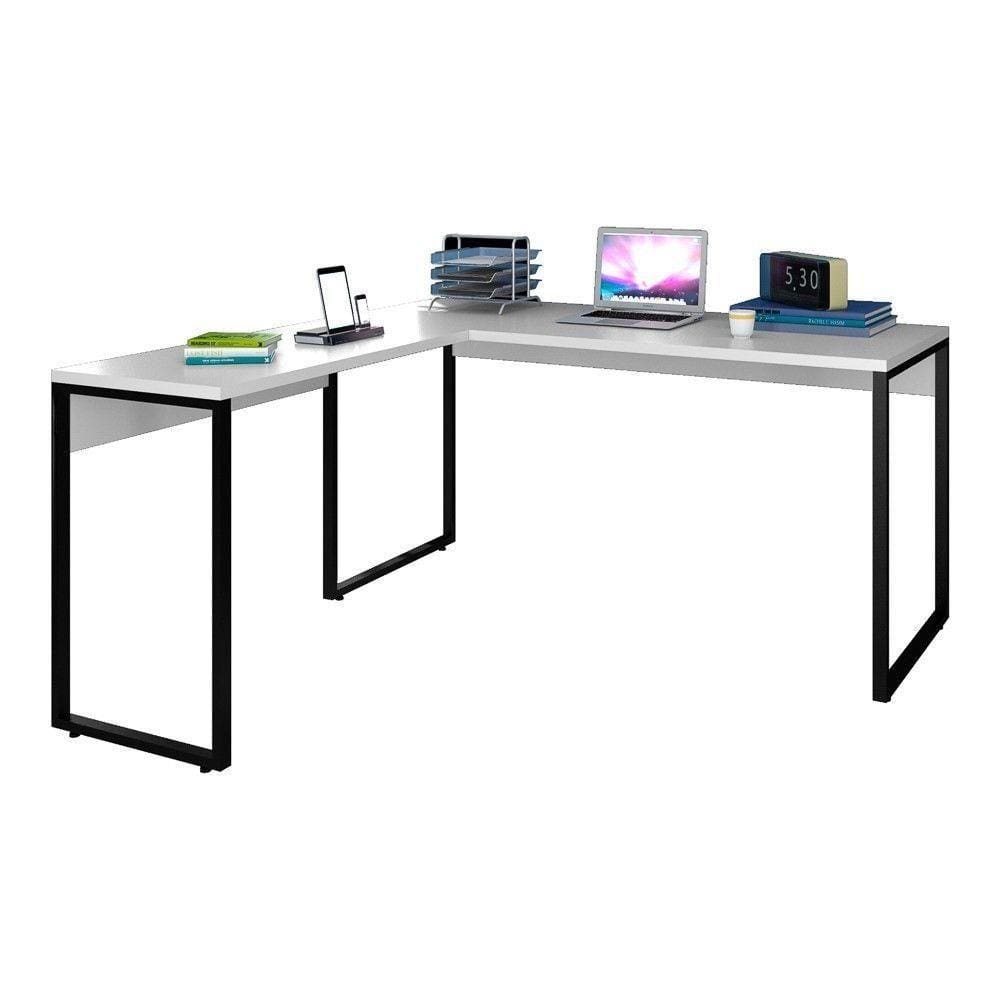 Mesa de Escritório em L 150x150 Studio Industrial Branco
