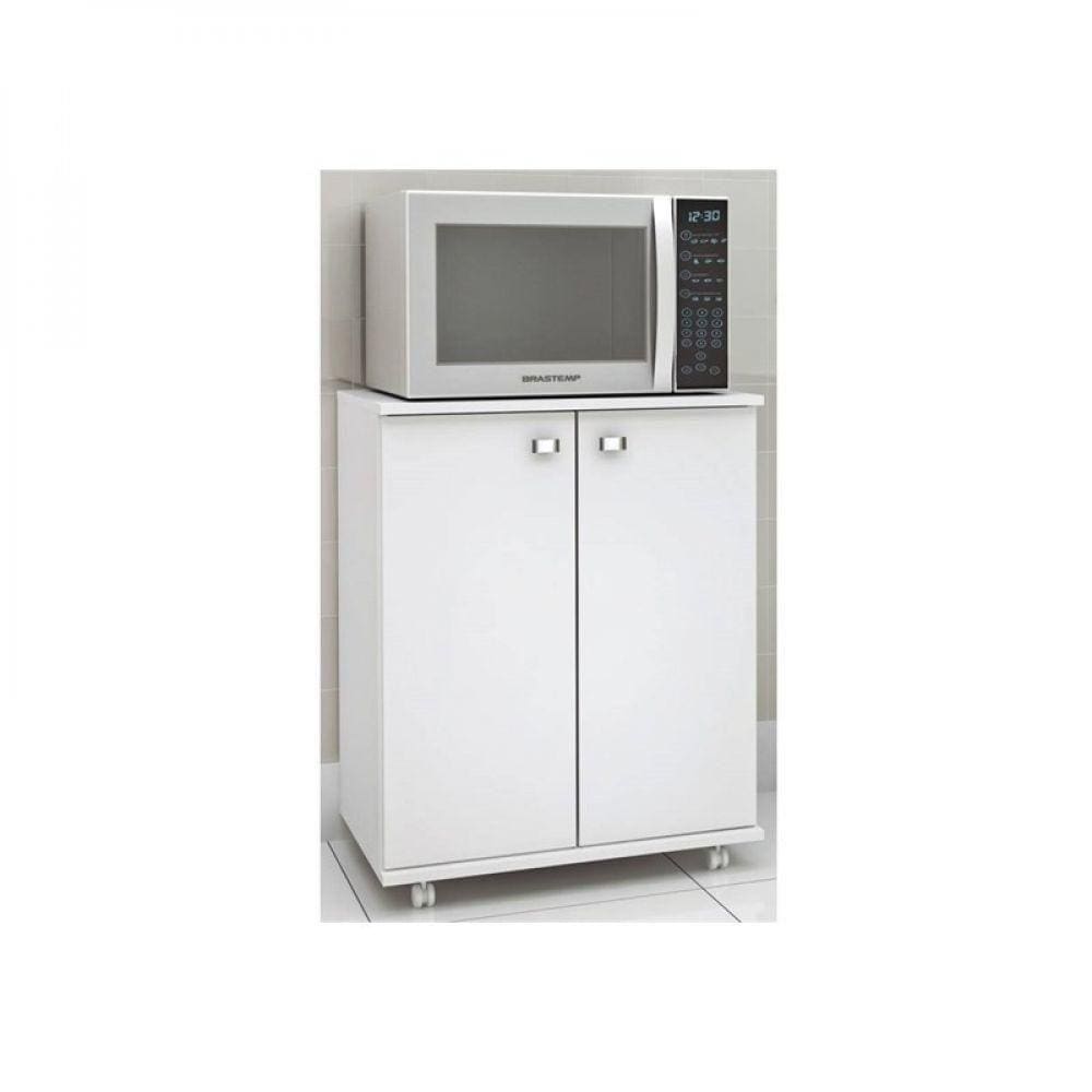 Balcão Para Cozinha Com Rodízios Branco Tecno Mobili