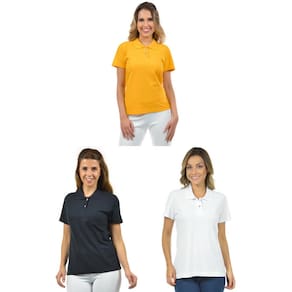 Kit 3 camisas gola polo piquet feminina fenomenal