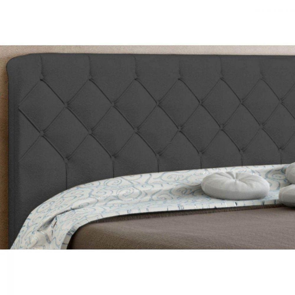 Cabeceira Box Casal 160cm Paris Amassado Cinza