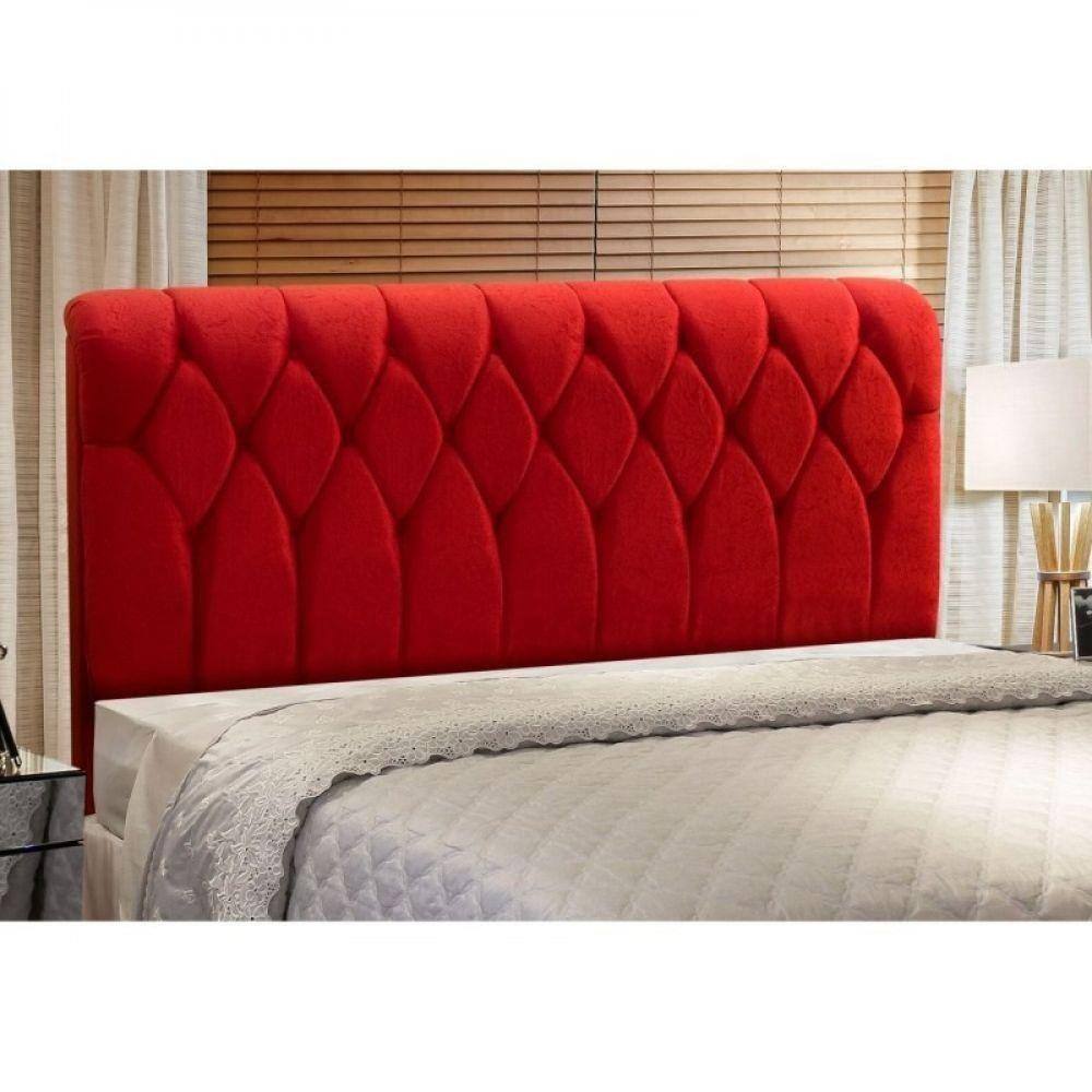 Cabeceira Box Casal 195cm Miami Suede Amassado Vermelho