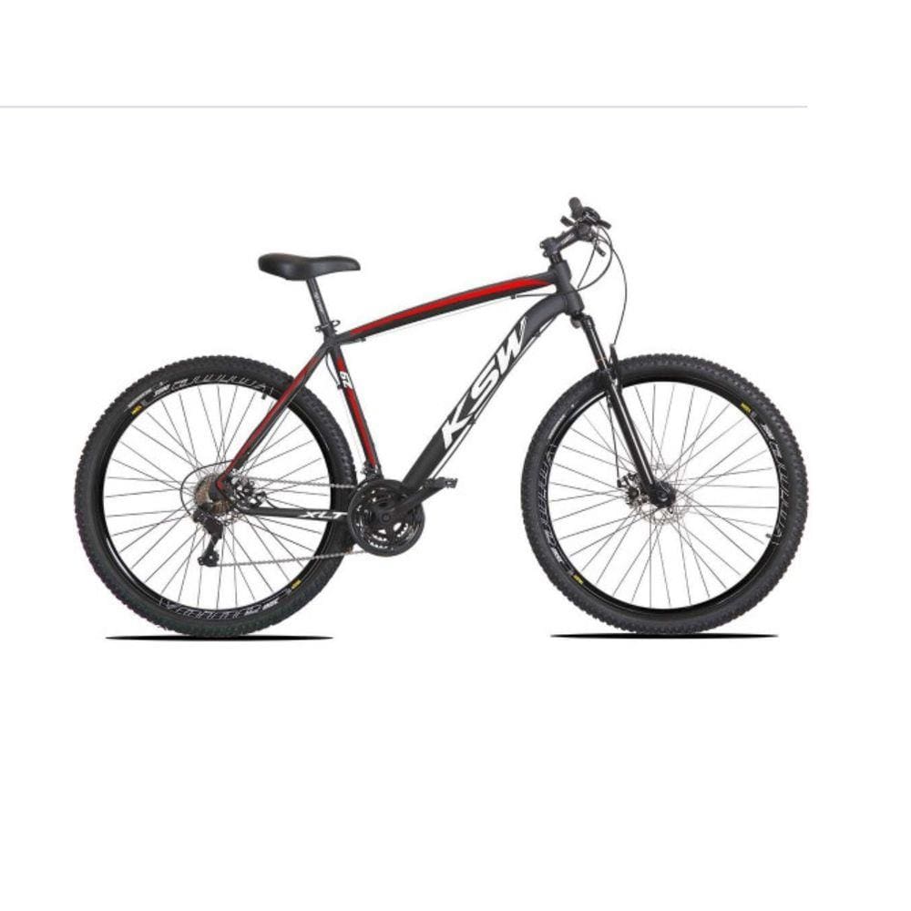 Bicicleta Aro 29 Ksw Xlt 24v Freio A Disco Suspensão Mountain Bike Alumínio - Preto/Vermelho/Branco