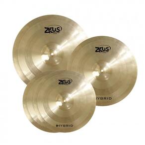 Kit de Pratos Zeus Hybrid Set C 14`` 16`` 20`` - Com Bag