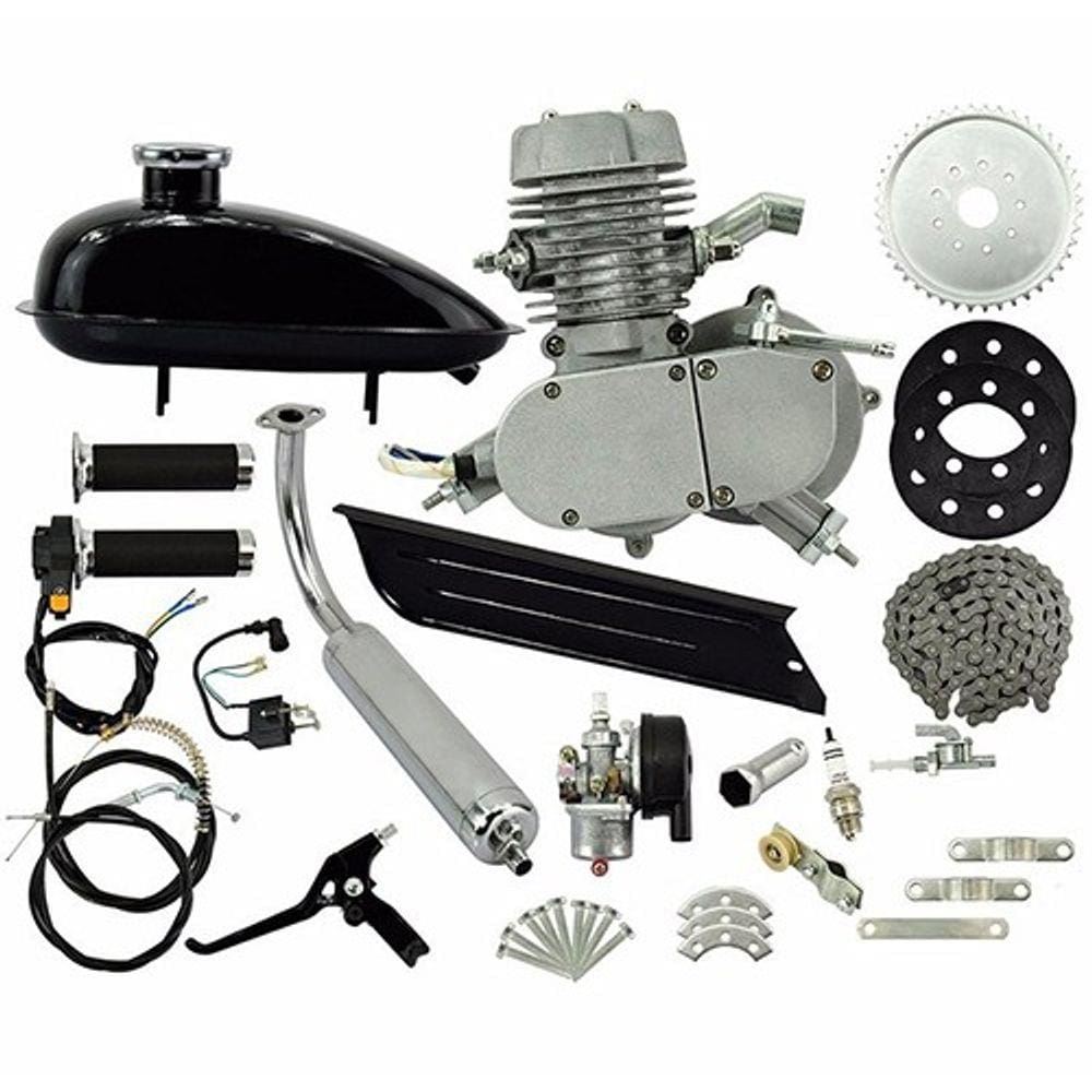 Super Kit Motor Bicicleta Motorizada Gasolina 80CC 2T Completo Prata Importway Barato