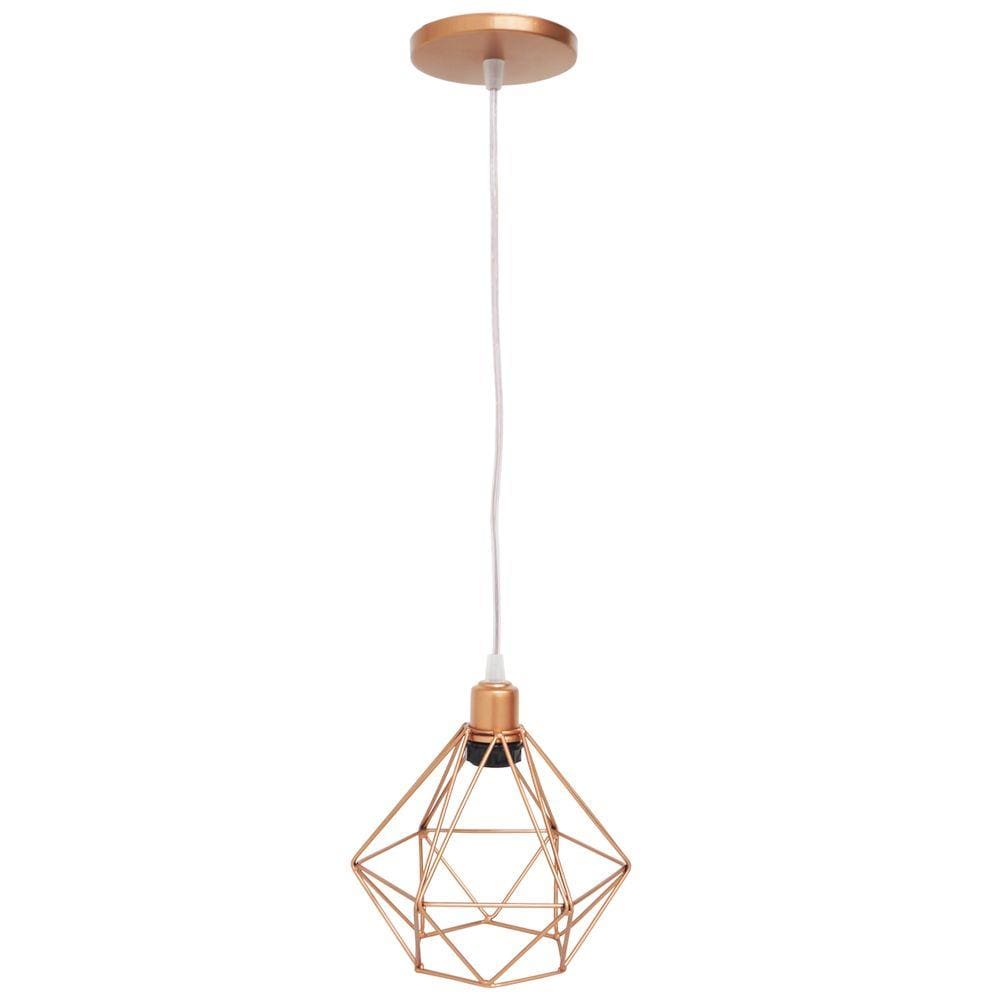 Pendente Aramado Diamante Luminária Lustre Luxo P Cabo Cristal Teto Retrô Vintage Agp Ilumini