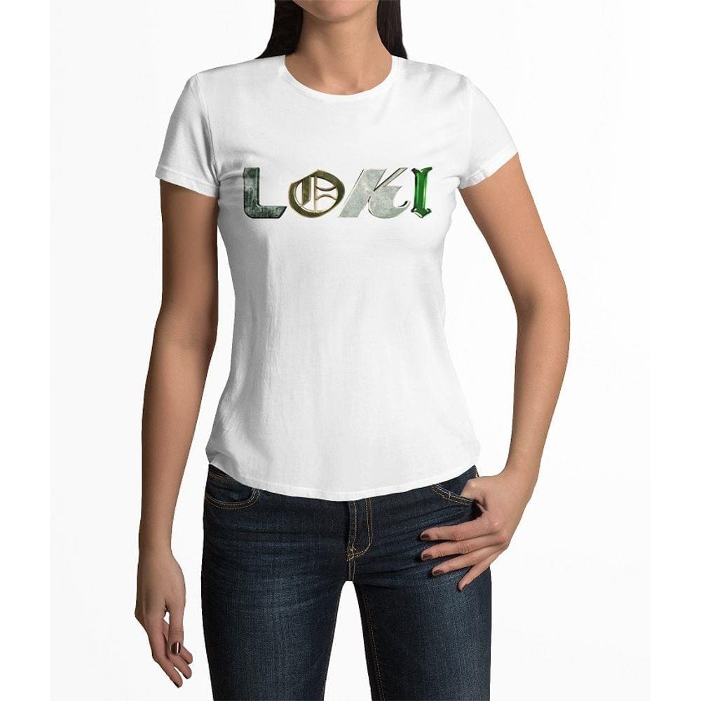 Camiseta ECF Feminina Série Loki Manga Curta Branca Poliester