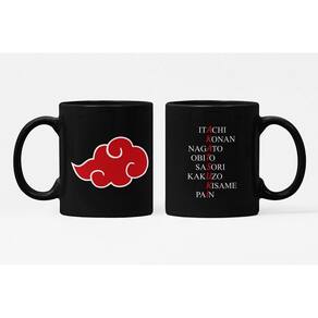 Caneca ECF Naruto Símbolo Akatsuki Preta Porcelana 325ml