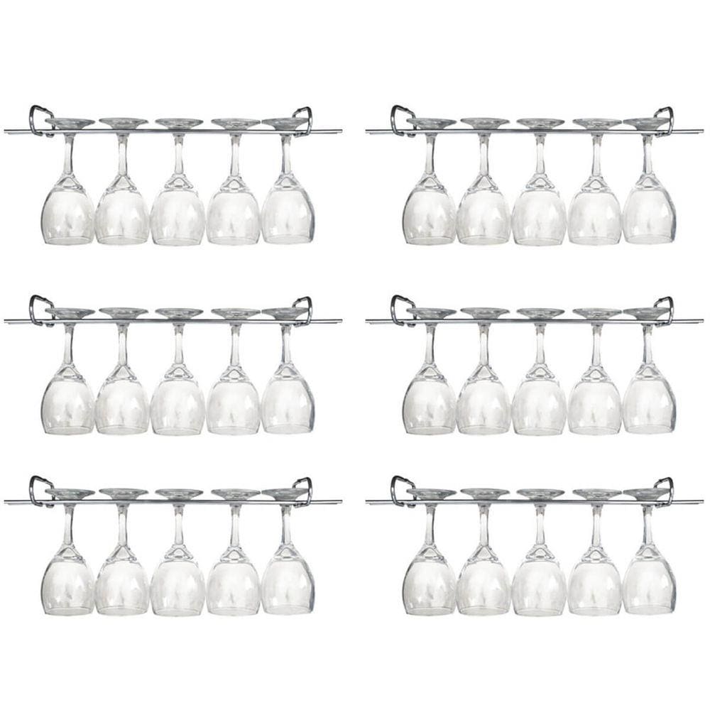 6 Suportes Para Taças Cromado Decoração Bar Vinho 25cm