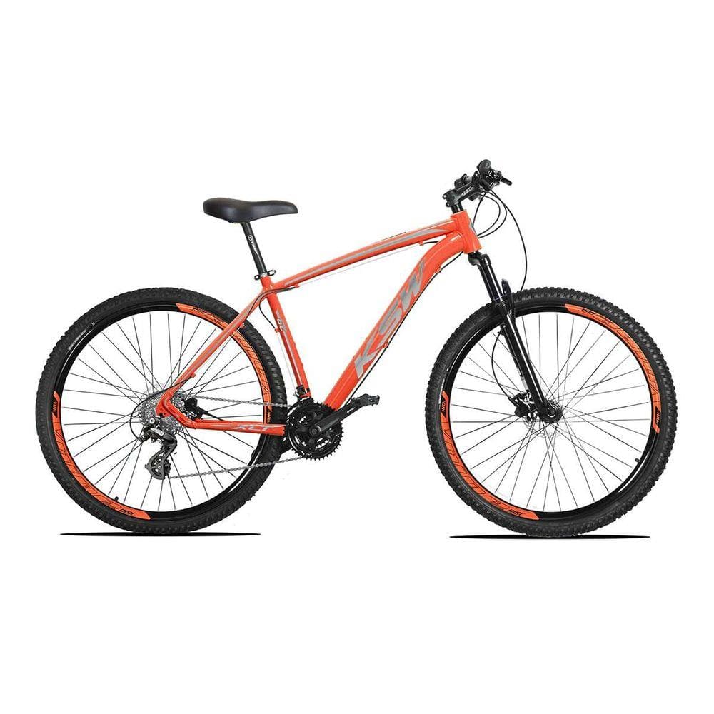 Bicicleta Aro 29 KSW XLT Altus 24v e Trava Laranja com Cinza 17