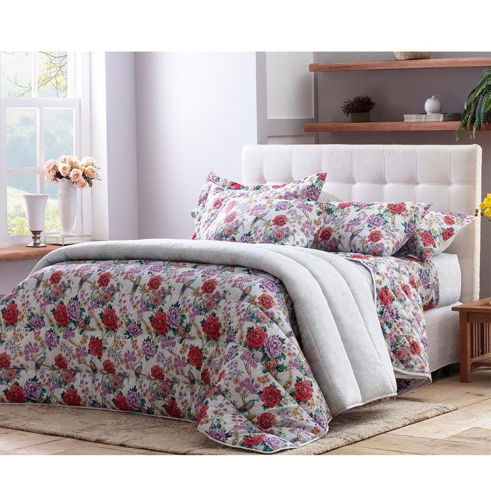 Jogo de Cama Casal Duplo 4 Peças 250x220cm Barbara 140 Fios Realce Premium