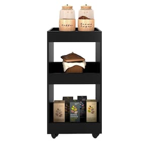 Armário Multiuso para Cozinha com Rodízios Mpozenato Preto