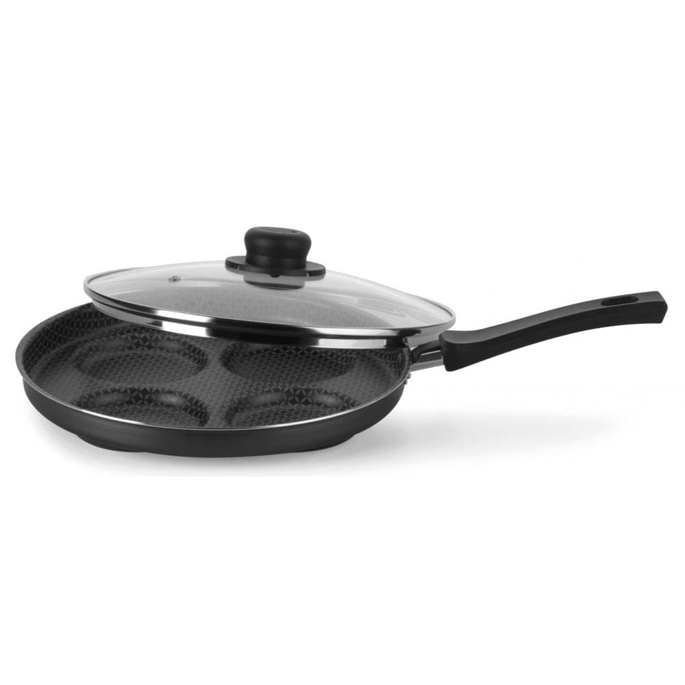 Frigideira 4 Ovos com Tampa Gourmet Antiaderente de Alumínio Multiflon