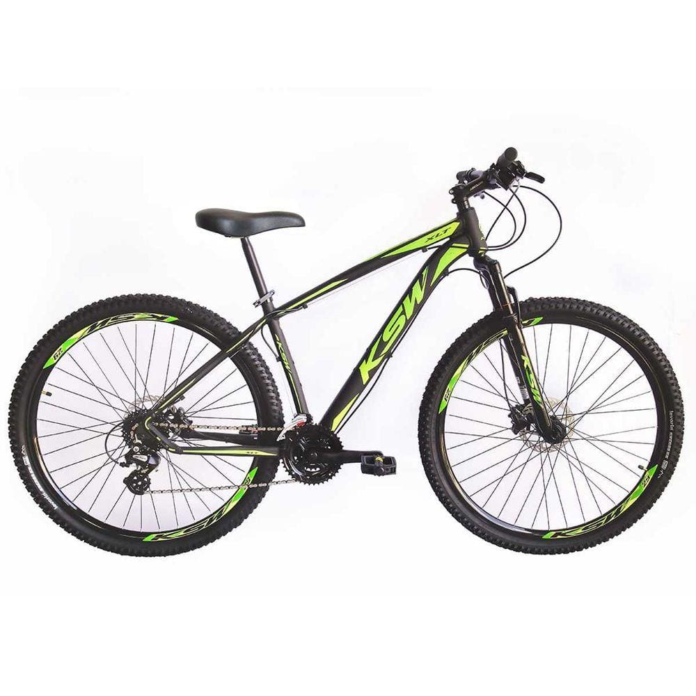 Bicicleta Aro 29 KSW XLT 2020 Altus 24v e Trava Preto com Verde 21