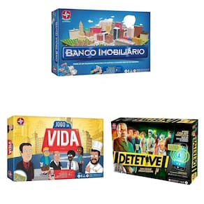 Kit Banco Imobiliário + Jogo Da Vida + Detetive