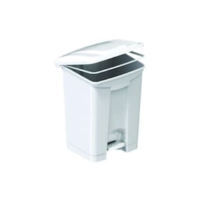 Lixeira Plástica 50L c/pedal, Aro p/fixação de Saco de Lixo - Branca - Polwax