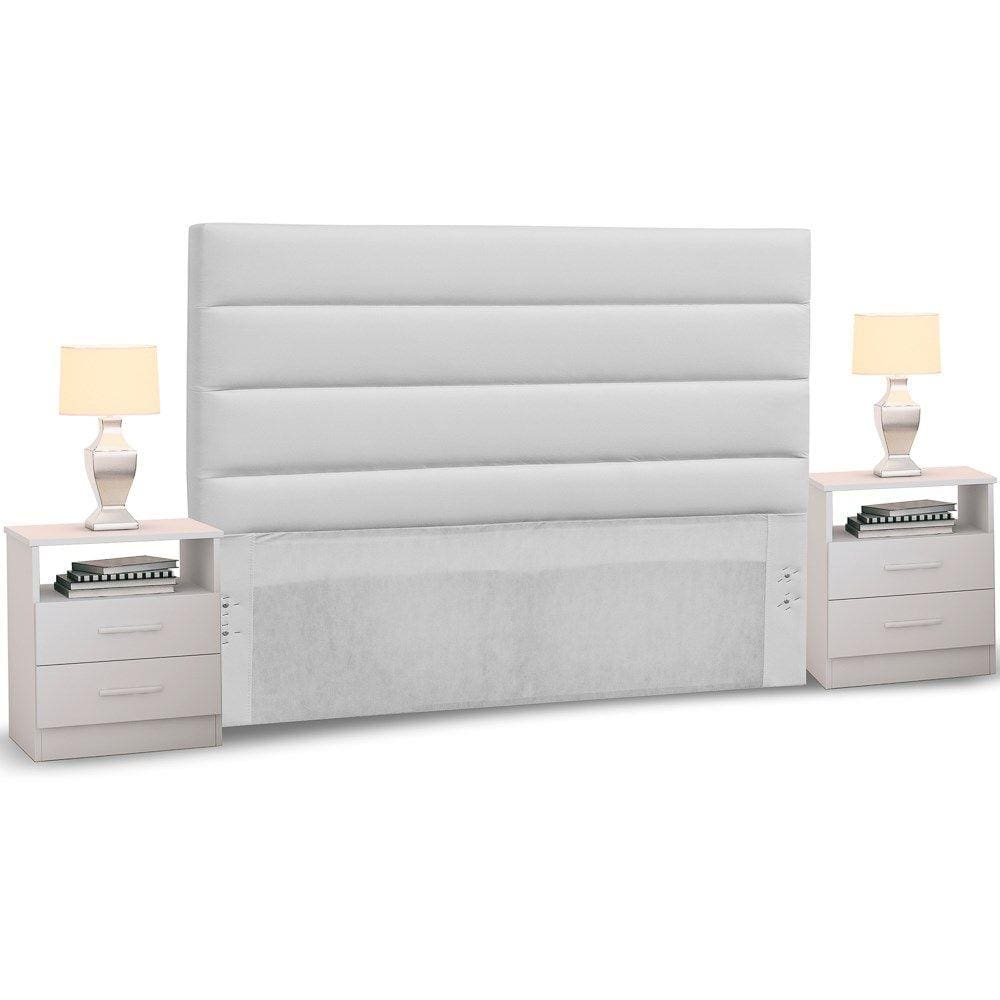 Cabeceira Cama Box Casal Queen 160cm Greta Corano Branco e 2 Mesas de Cabeceira AD1 Branco - Mpozenato