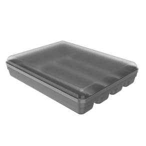 Separador Porta Talheres com Tampa Organizador de Gaveta Multiuso Logic Chumbo