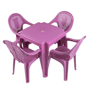 Mesa Infantil  Ursinho Com 04 Cadeiras Plásticas Várias Cores