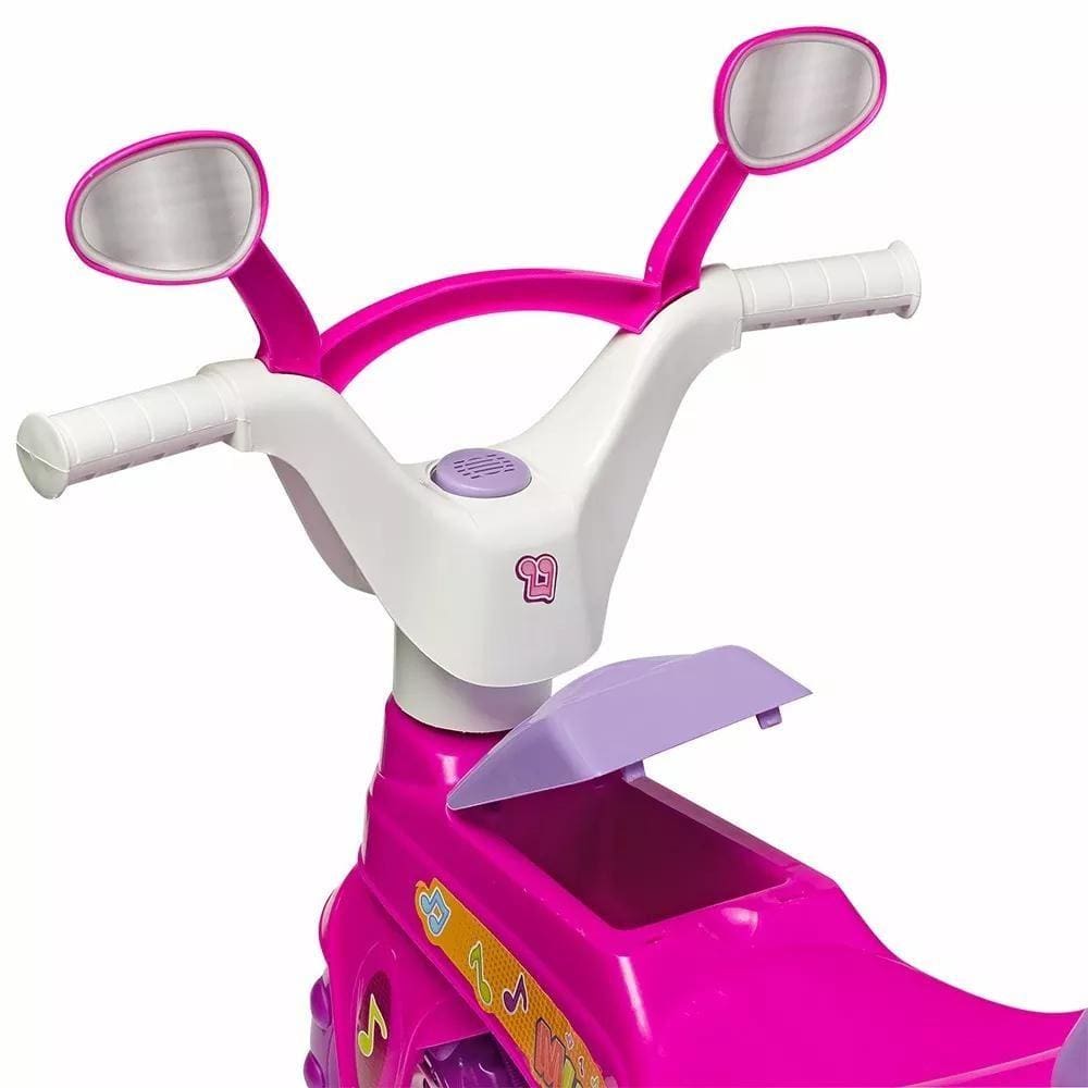 Triciclo Baby Music Rosa com Haste Cotiplas 1802