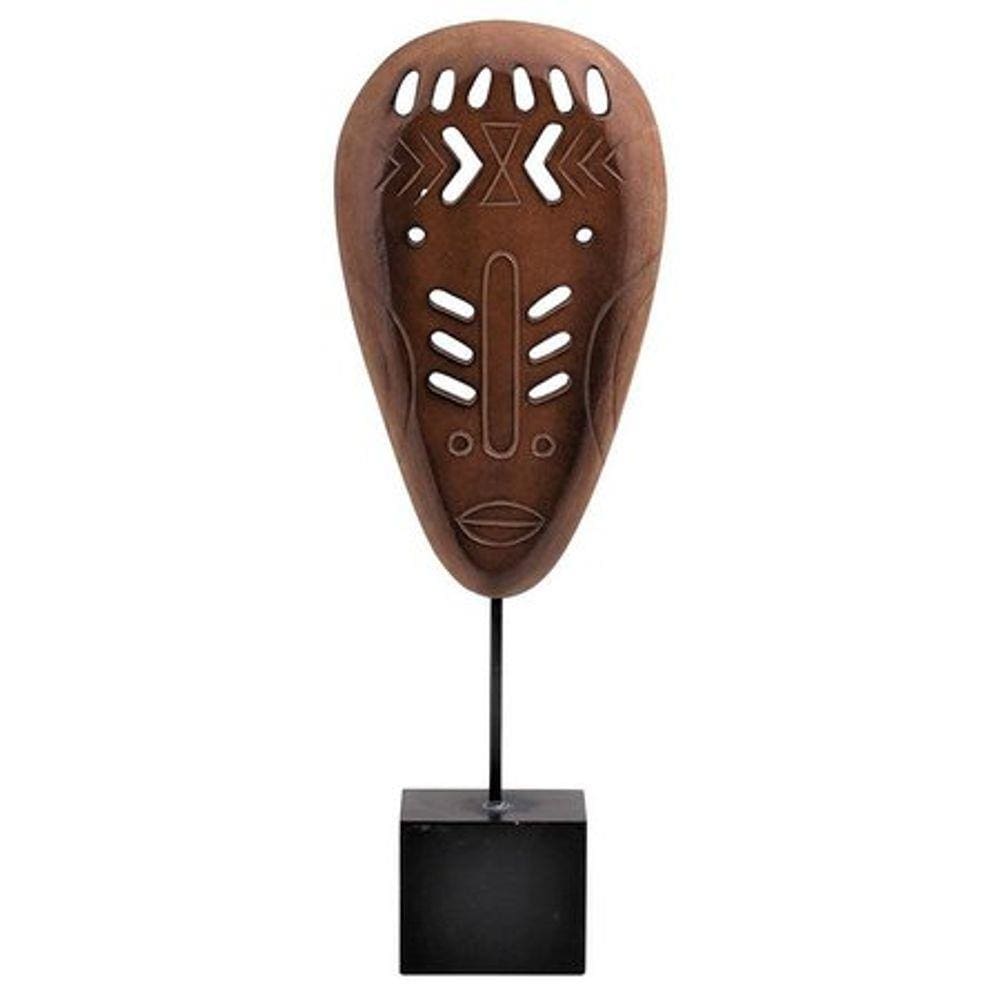 Escultura Decorativa de Madeira Máscara Tribal 35cm NK0097 BTC