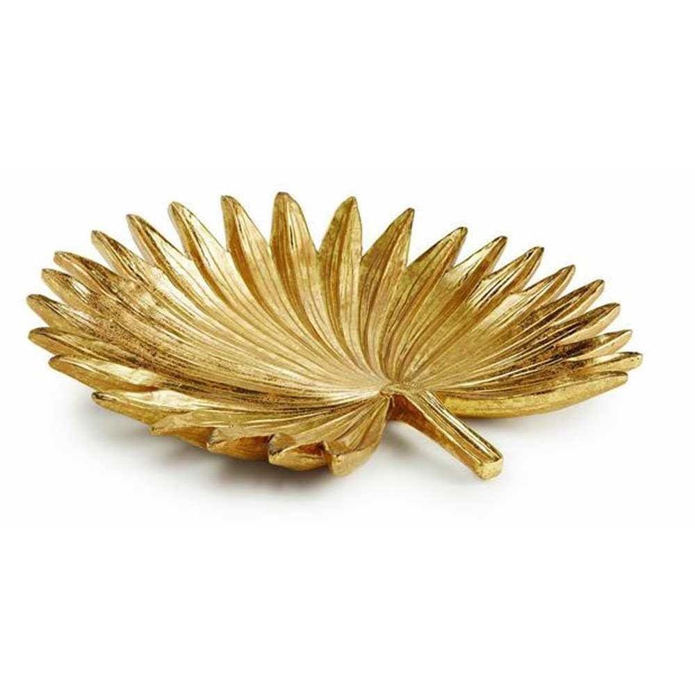 Centro de Mesa Folha Dourado em Poliresina 29cm 12439 Mart
