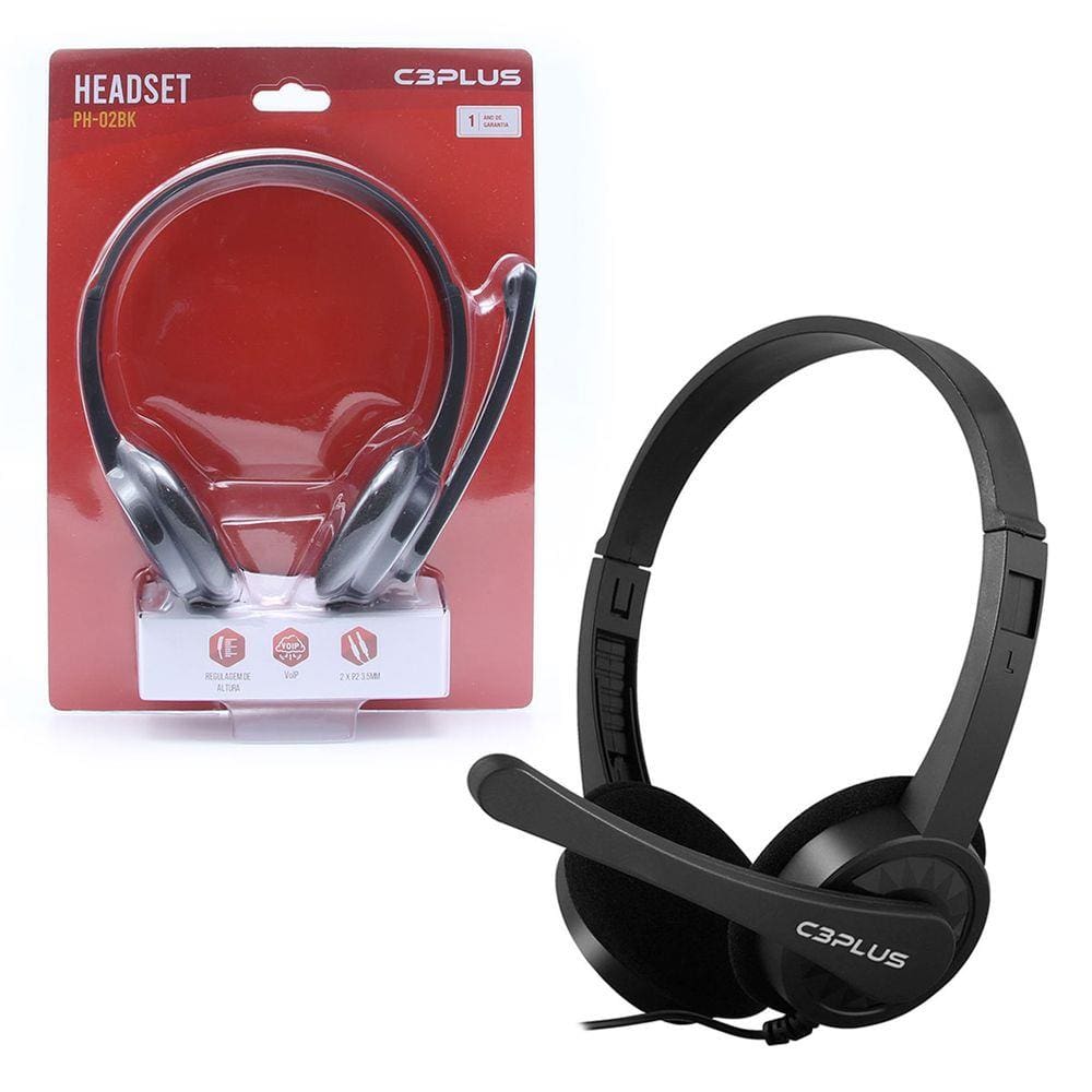 Headset C3Plus PH-02BK, Ajuste de Altura, P2, Preto