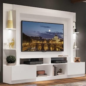Rack Estante c/ Suporte TV 65" e Leds Berlim Multimóveis Branco