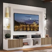 Rack Estante TV 65” com Leds Berlim Multimóveis Branco/Madeirado